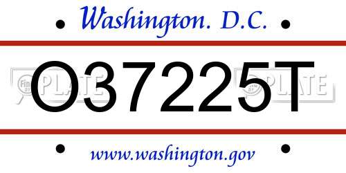 O37225T District Of Columbia License Plate
