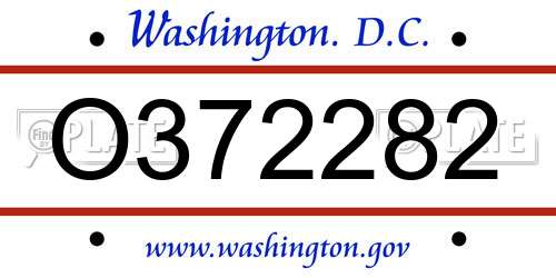 O372282 District Of Columbia License Plate