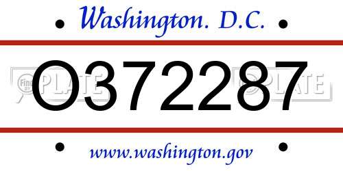O372287 District Of Columbia License Plate