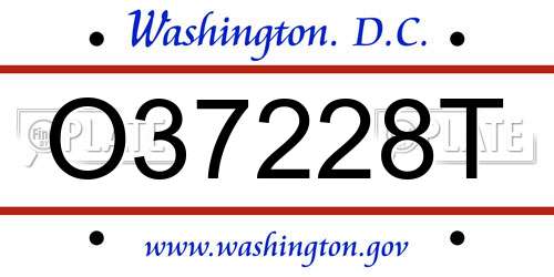 O37228T District Of Columbia License Plate