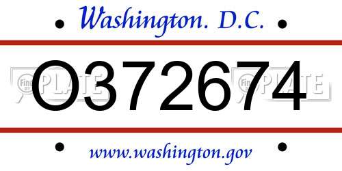 O372674 District Of Columbia License Plate