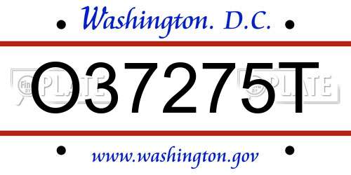 O37275T District Of Columbia License Plate