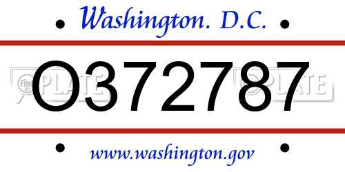 O372787 District Of Columbia License Plate