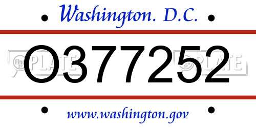 O377252 District Of Columbia License Plate