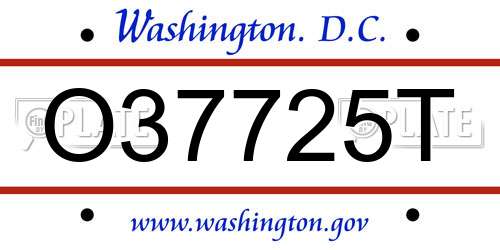 O37725T District Of Columbia License Plate