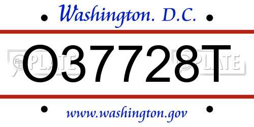 O37728T District Of Columbia License Plate