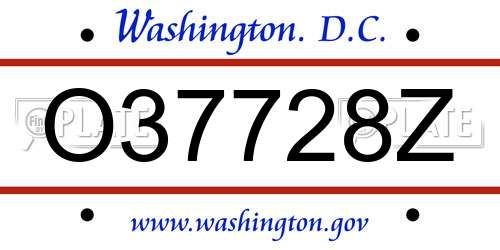 O37728Z District Of Columbia License Plate