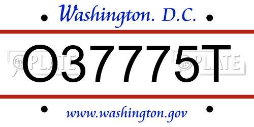 O37775T District Of Columbia License Plate