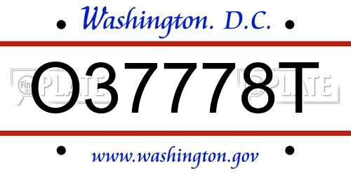 O37778T District Of Columbia License Plate