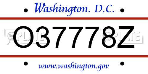 O37778Z District Of Columbia License Plate