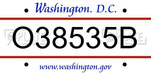O38535B District Of Columbia License Plate