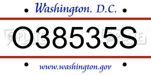 O38535S District Of Columbia License Plate