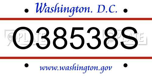 O38538S District Of Columbia License Plate
