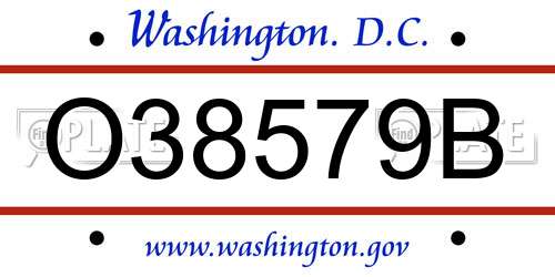 O38579B District Of Columbia License Plate