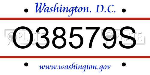 O38579S District Of Columbia License Plate