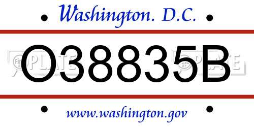O38835B District Of Columbia License Plate