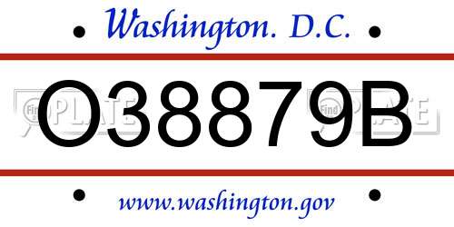 O38879B District Of Columbia License Plate