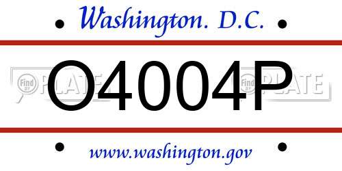 O4004P District Of Columbia License Plate