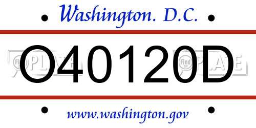 O40120D District Of Columbia License Plate