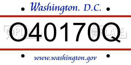 O40170Q District Of Columbia License Plate