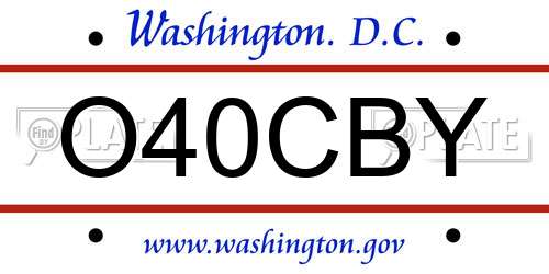 O40CBY District Of Columbia License Plate