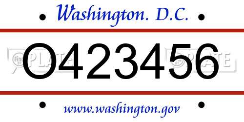 O423456 District Of Columbia License Plate
