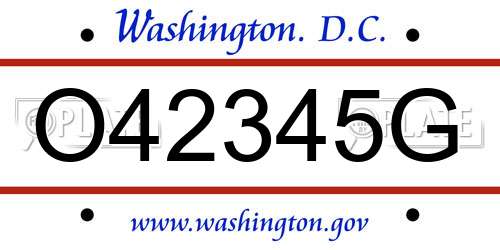 O42345G District Of Columbia License Plate