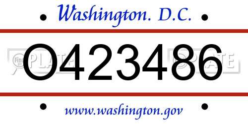 O423486 District Of Columbia License Plate