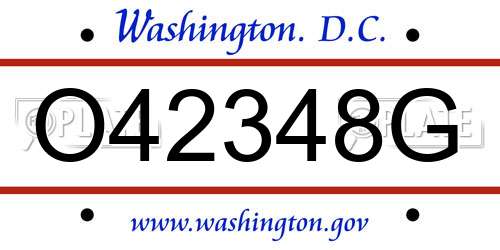 O42348G District Of Columbia License Plate