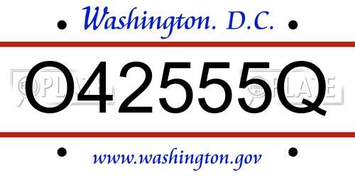 O42555Q District Of Columbia License Plate