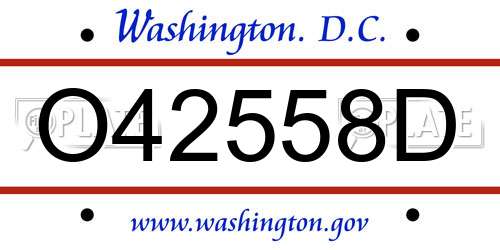 O42558D District Of Columbia License Plate
