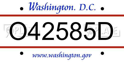 O42585D District Of Columbia License Plate