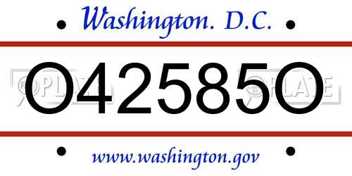 O42585O District Of Columbia License Plate