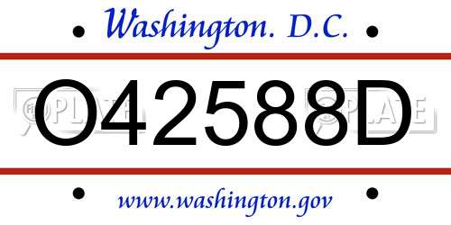 O42588D District Of Columbia License Plate