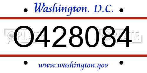 O428084 District Of Columbia License Plate