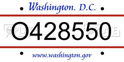 O428550 District Of Columbia License Plate