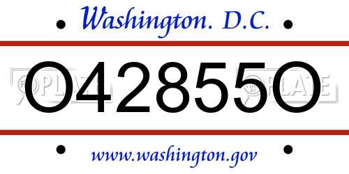 O42855O District Of Columbia License Plate
