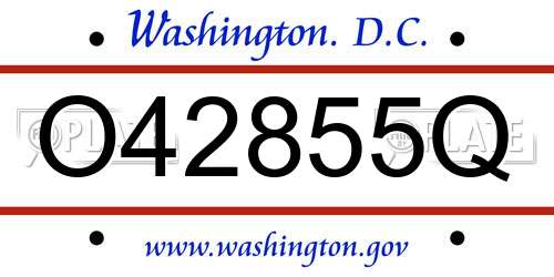 O42855Q District Of Columbia License Plate