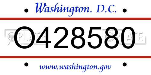 O428580 District Of Columbia License Plate