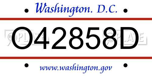 O42858D District Of Columbia License Plate