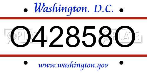 O42858O District Of Columbia License Plate