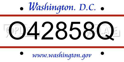 O42858Q District Of Columbia License Plate