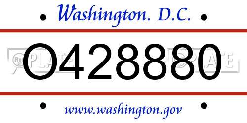 O428880 District Of Columbia License Plate