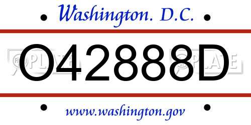 O42888D District Of Columbia License Plate