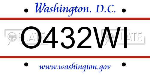 O432WI District Of Columbia License Plate