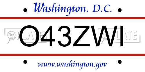 O43ZWI District Of Columbia License Plate