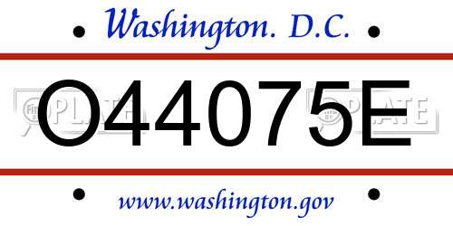 O44075E District Of Columbia License Plate
