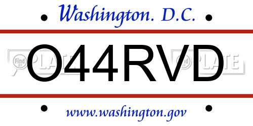O44RVD District Of Columbia License Plate