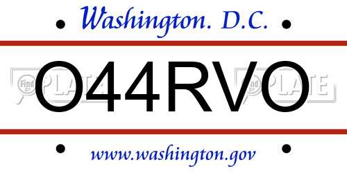 O44RVO District Of Columbia License Plate