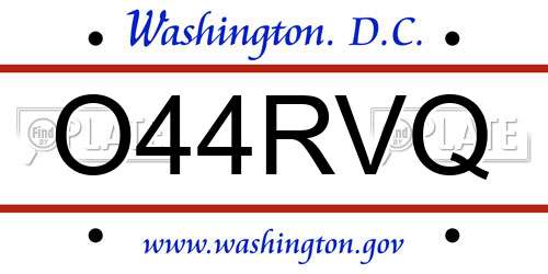 O44RVQ District Of Columbia License Plate